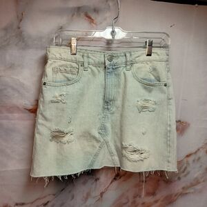 Aero White Distressed Denim Skirt